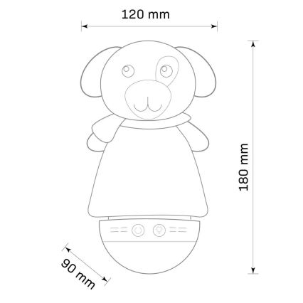 LED RGB Otroška nočna lučka z melodijo 3xAAA/5V kuža