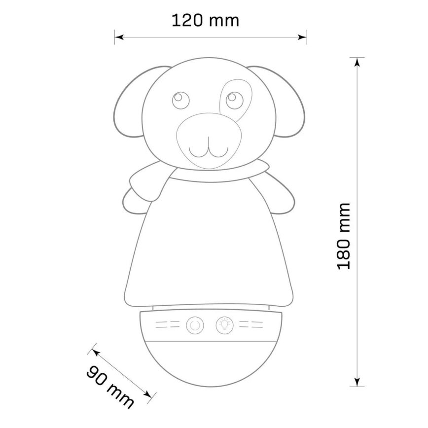 LED RGB Otroška nočna lučka z melodijo 3xAAA/5V kuža
