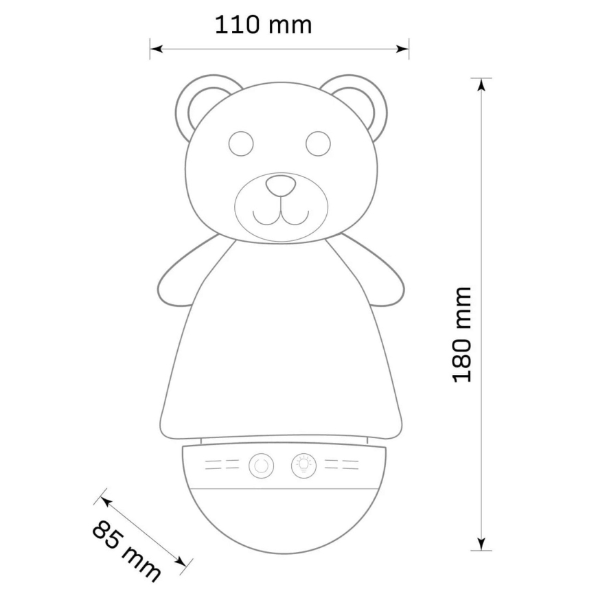 LED RGB Otroška nočna lučka z melodijo 3xAAA/5V medved