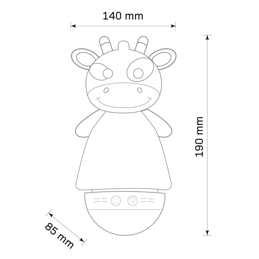 LED RGB Otroška nočna lučka z melodijo 3xAAA/5V žirafa
