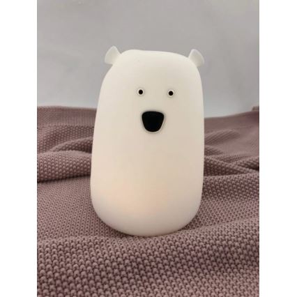 LED RGB Otroška svetilka na dotik BEAR LED/0,8W/5V bela + USB