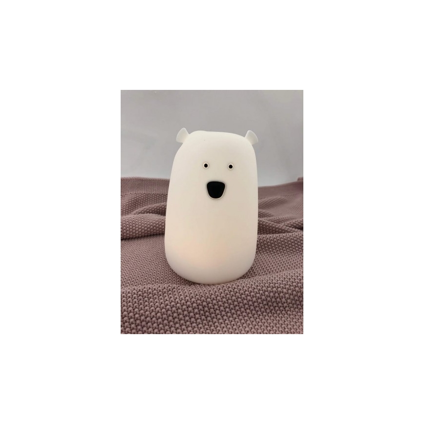 LED RGB Otroška svetilka na dotik BEAR LED/0,8W/5V bela + USB