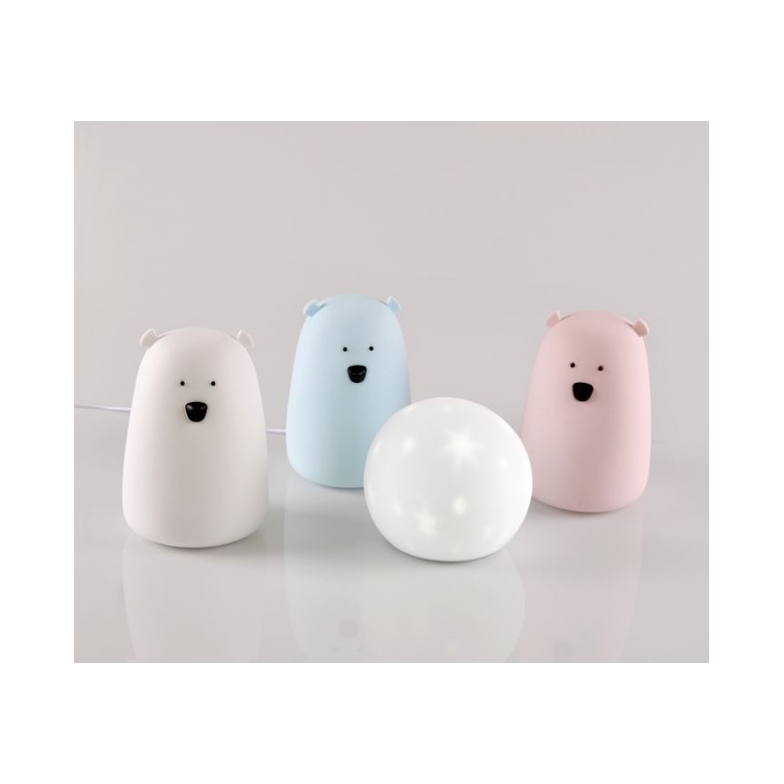 LED RGB Otroška svetilka na dotik BEAR LED/0,8W/5V bela + USB