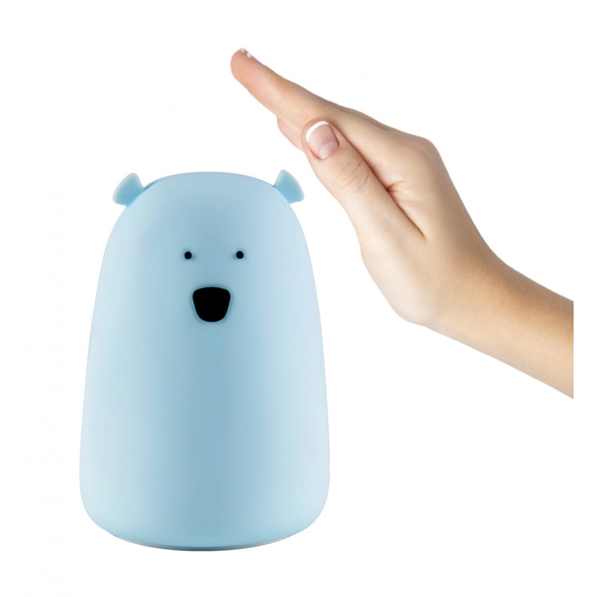 LED RGB Otroška svetilka na dotik BEAR LED/0,8W/5V modra