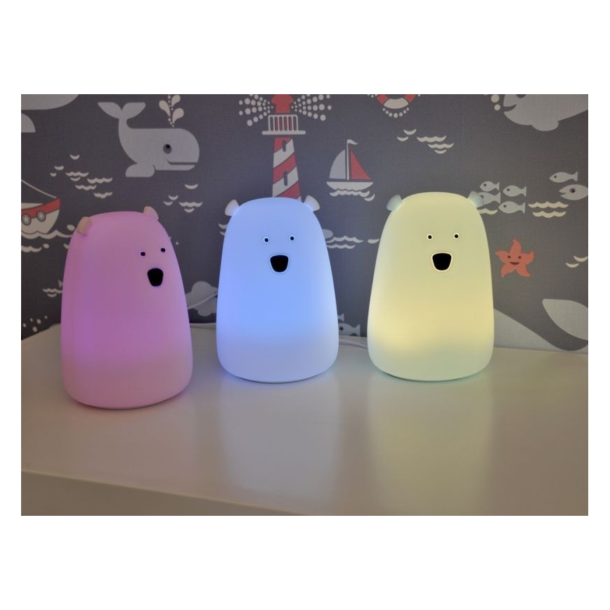 LED RGB Otroška svetilka na dotik BEAR LED/0,8W/5V modra