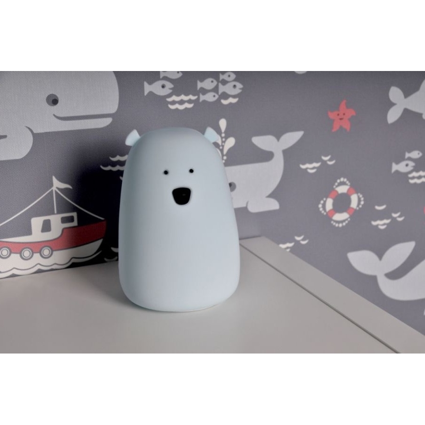 LED RGB Otroška svetilka na dotik BEAR LED/0,8W/5V modra