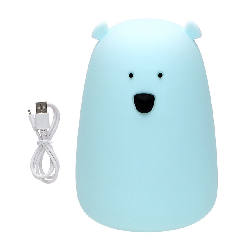 LED RGB Otroška svetilka na dotik BEAR LED/0,8W/5V modra
