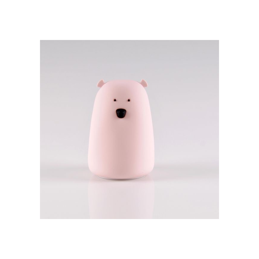 LED RGB Otroška svetilka na dotik BEAR LED/0,8W/5V roza + USB