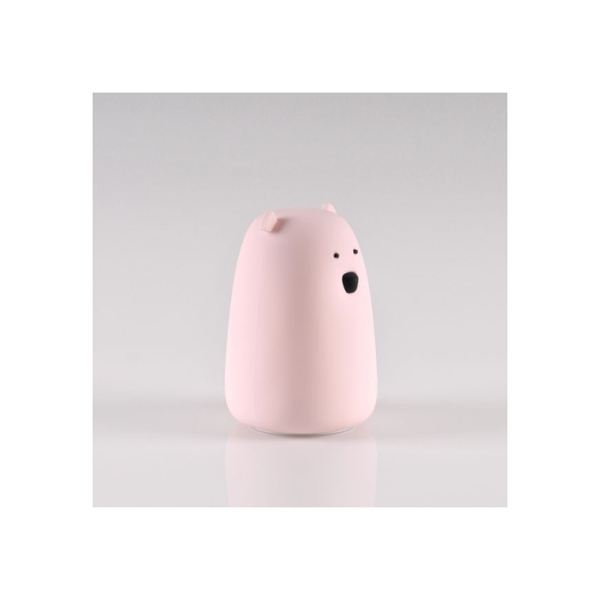 LED RGB Otroška svetilka na dotik BEAR LED/0,8W/5V roza + USB
