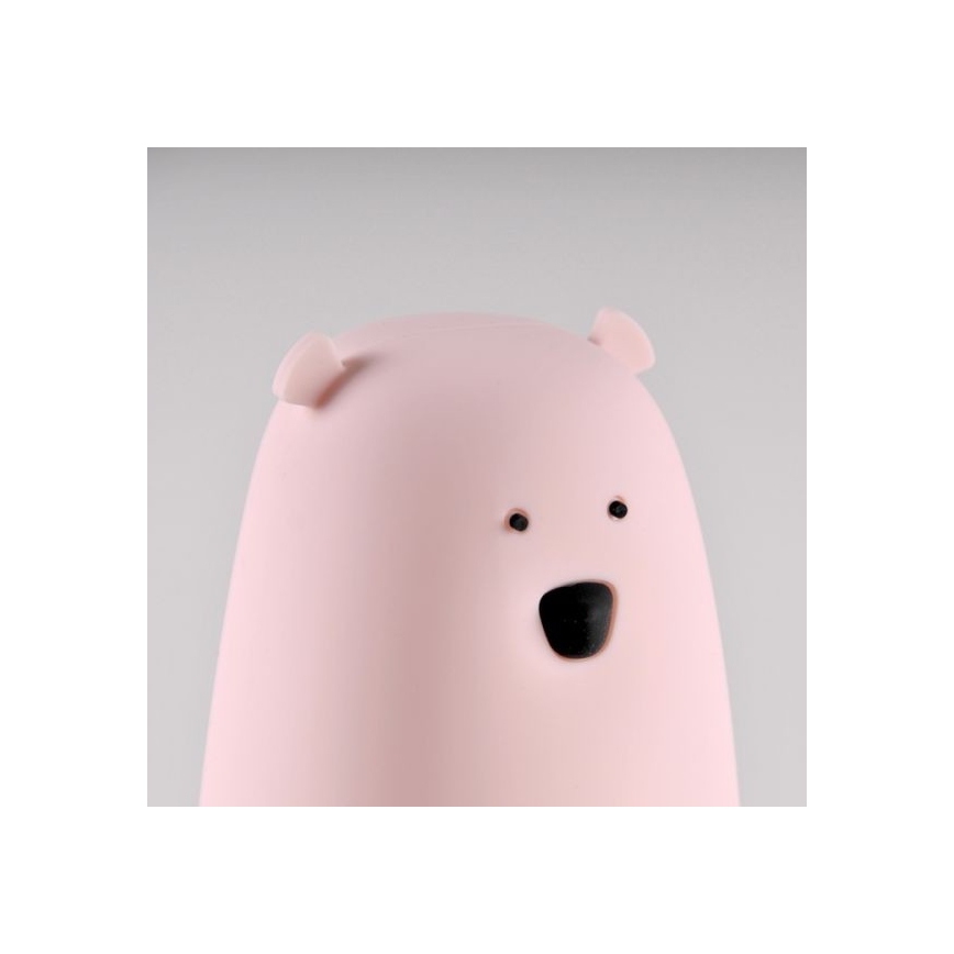 LED RGB Otroška svetilka na dotik BEAR LED/0,8W/5V roza + USB