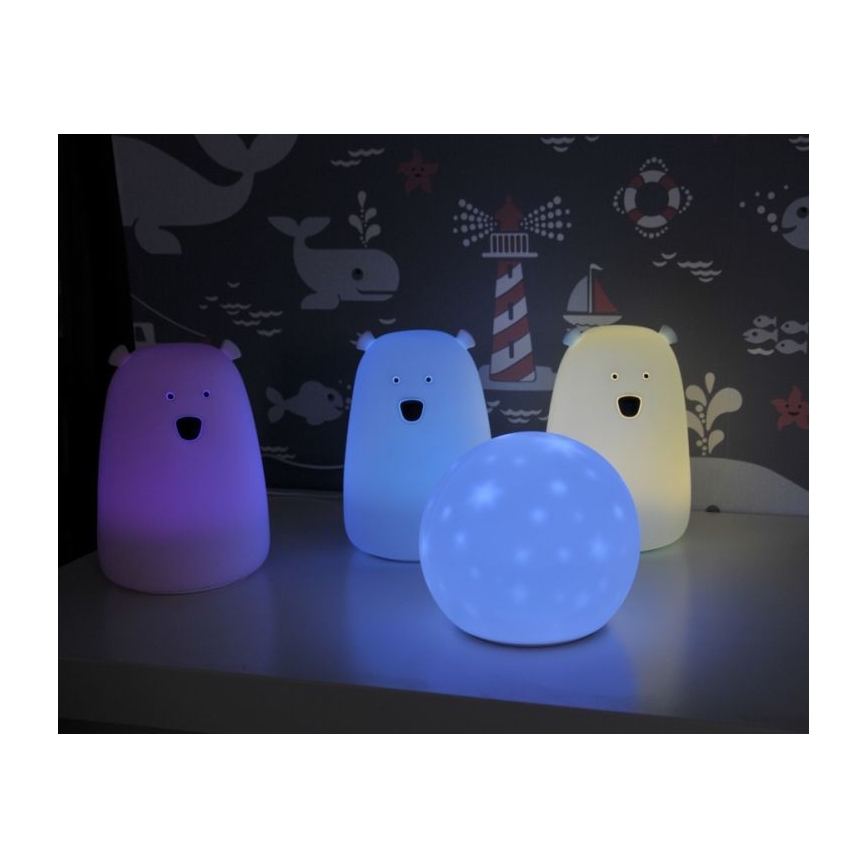LED RGB Otroška svetilka na dotik BEAR LED/0,8W/5V roza + USB