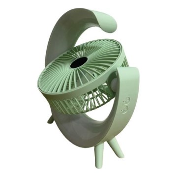 LED RGB polnilni namizni ventilator 5W/5V 1200 mAh zelena