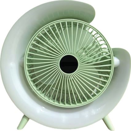 LED RGB polnilni namizni ventilator 5W/5V 1200 mAh zelena