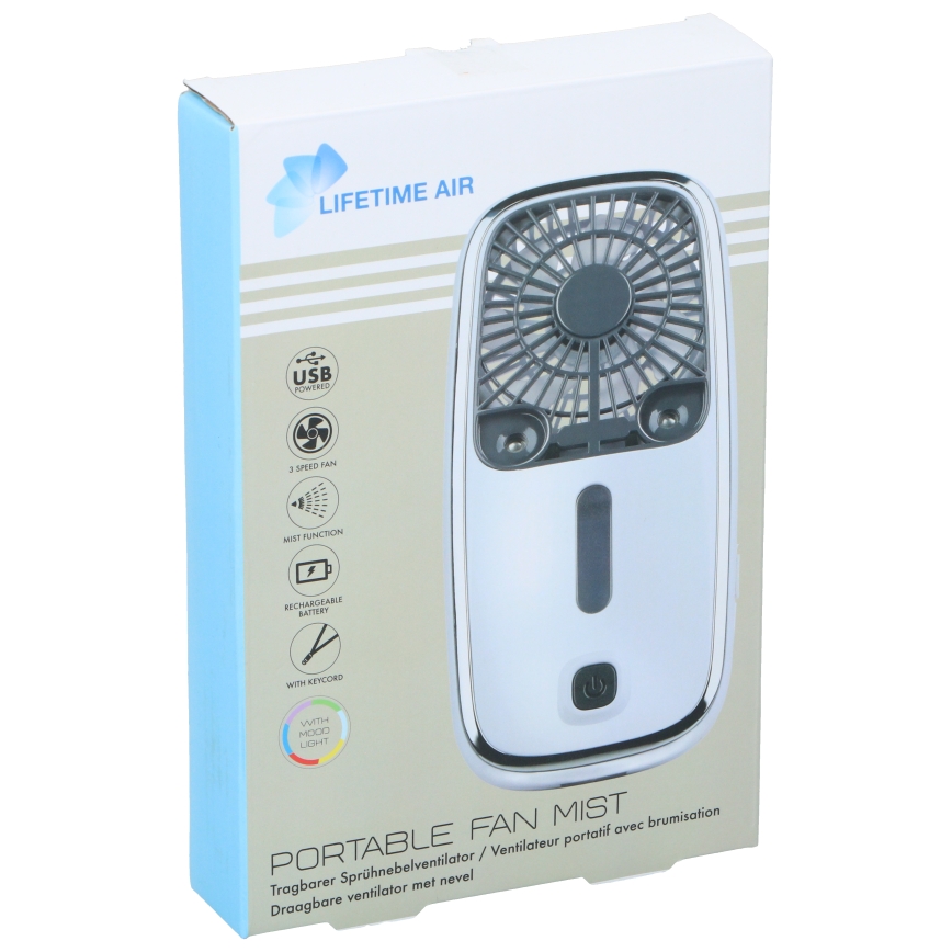 LED RGB polnljiv žepni ventilator z meglenim učinkom 3,7V 1200 mAh
