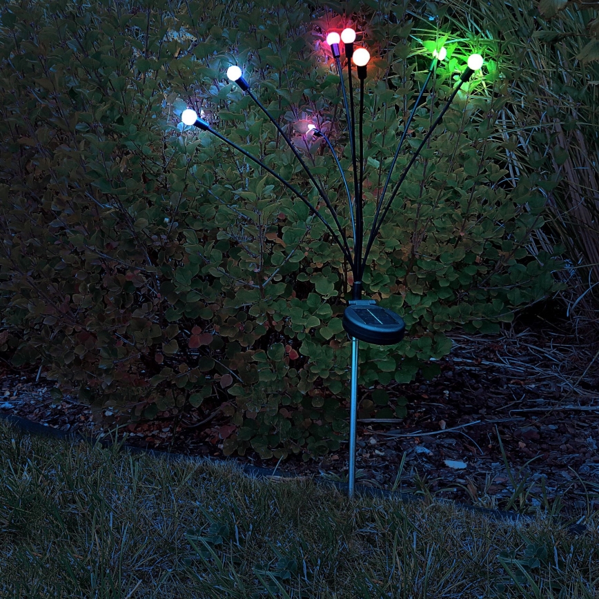LED RGB Solarna svetilka FIORINI 8xLED/1,2V 600mAh IP44 črna