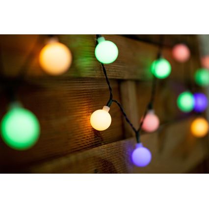 LED RGB Solarna veriga PARTY 30xLED/1,2V 400 mAh 3,9 m IP44