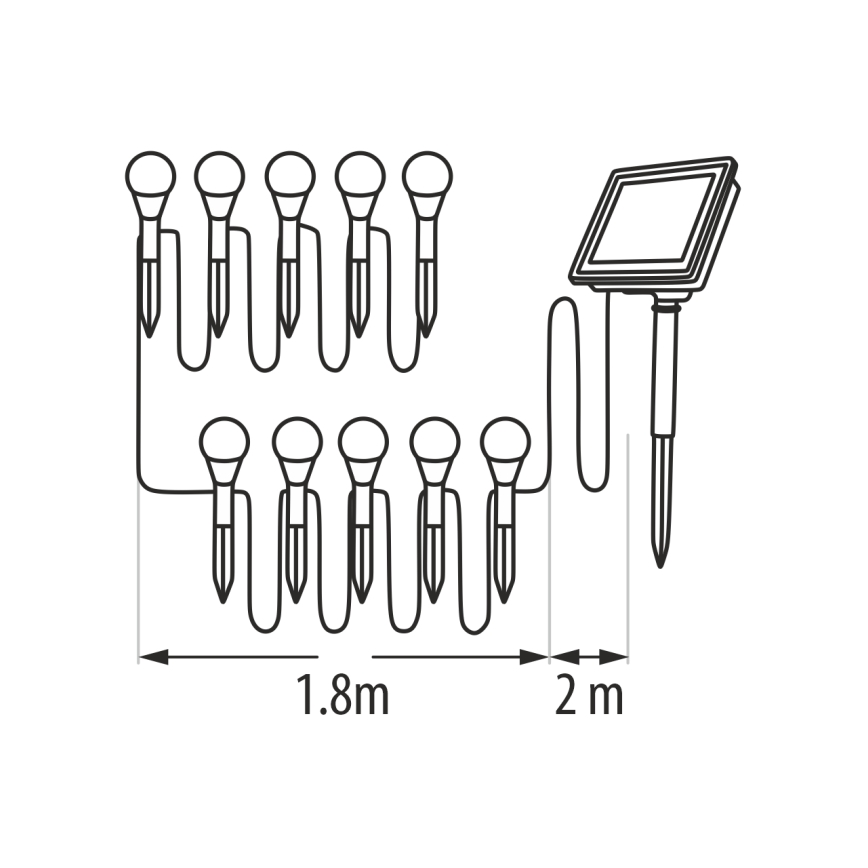 LED RGB solarno svetilo 10xLED/1,2V 300 mAh IP44 črno