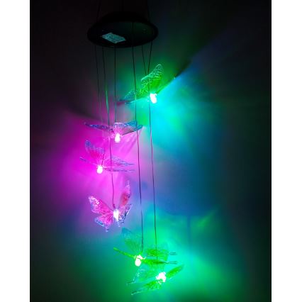 LED RGB sončna svetilka 6xLED/1,2V 300 mAh IP44 metulj