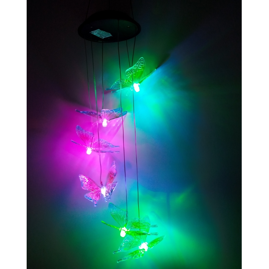 LED RGB sončna svetilka 6xLED/1,2V 300 mAh IP44 metulj