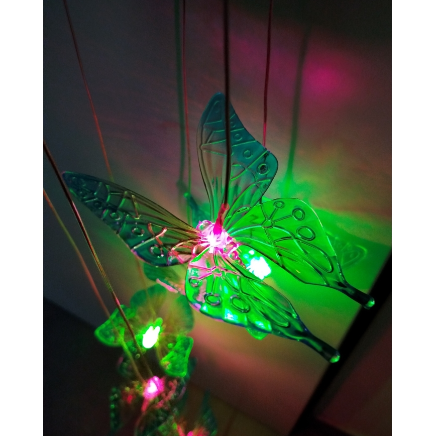 LED RGB sončna svetilka 6xLED/1,2V 300 mAh IP44 metulj