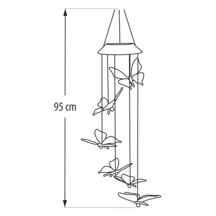 LED RGB sončna svetilka 6xLED/1,2V 300 mAh IP44 metulj