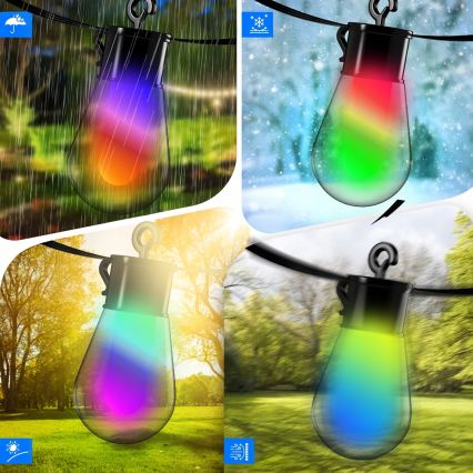 LED RGB zatemljiv solarni dekorativni niz lučk 15xLED/18 funkcij USB 6 m IP44 črna + daljinski upravljalnik