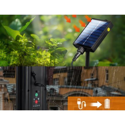 LED RGB zatemljiv solarni dekorativni niz lučk 15xLED/18 funkcij USB 6 m IP44 črna + daljinski upravljalnik