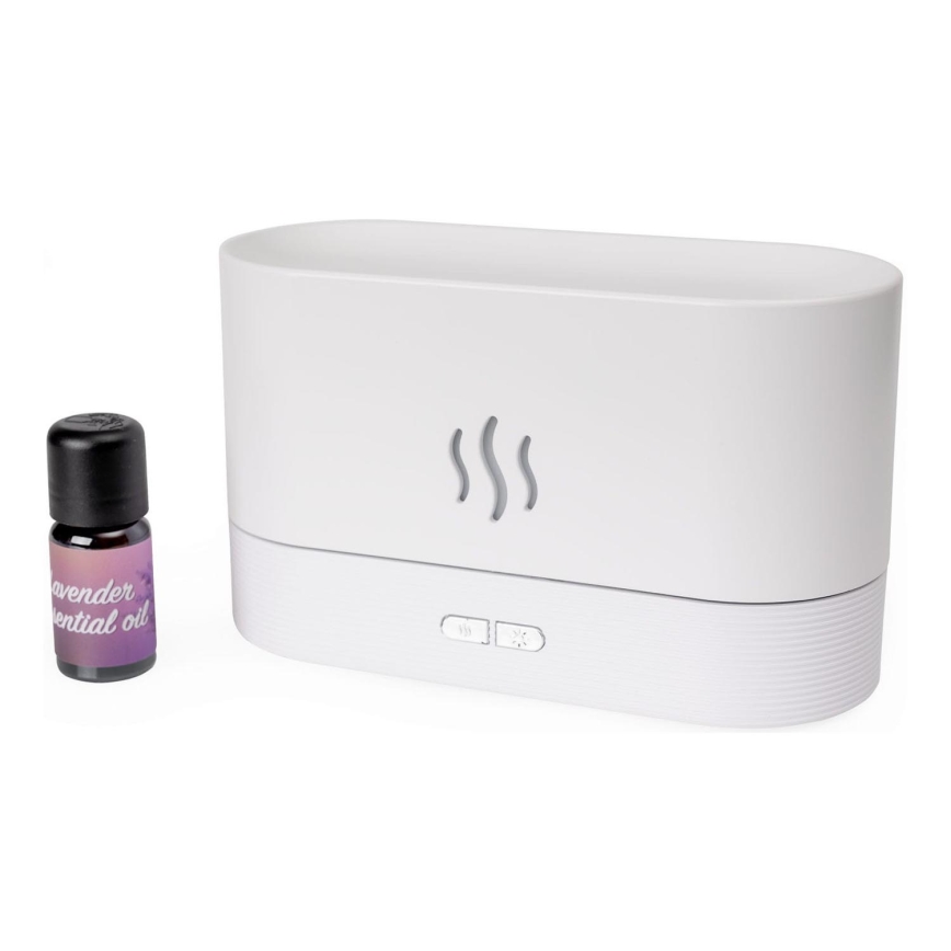 LED RGB Ultrazvočni aroma difuzor in vlažilec zraka z osvetlitvijo ozadja 180ml bela