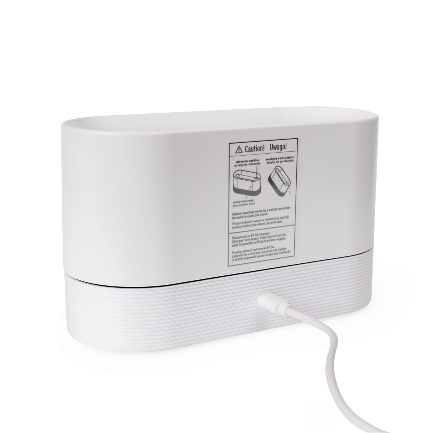 LED RGB Ultrazvočni aroma difuzor in vlažilec zraka z osvetlitvijo ozadja 180ml bela