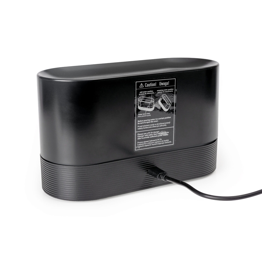 LED RGB Ultrazvočni aroma difuzor in vlažilec zraka z osvetlitvijo ozadja 180ml črna