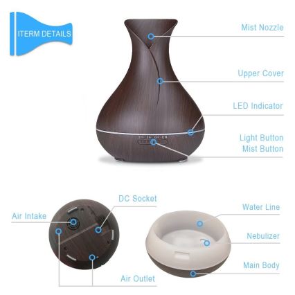 LED RGB Vlažilec in ionizator zraka 400 ml