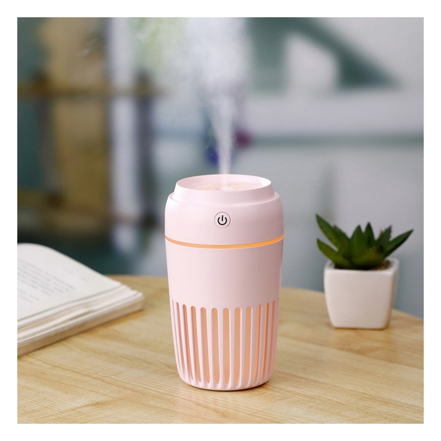 LED RGB Vlažilec zraka 300 ml LED/2W/5V roza