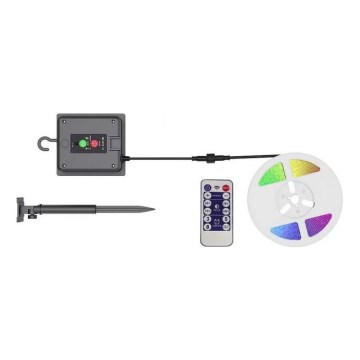 LED RGB Zatemnitven solarni trak LED/1,2W/3,7V IP67 5m + Daljinski upravljalnik