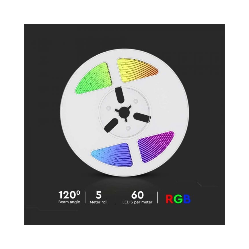 LED RGB Zatemnitven solarni trak LED/1,2W/3,7V IP67 5m + Daljinski upravljalnik