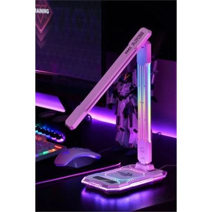 LED RGB Zatemnitvena polnilna namizna svetilka na dotik z brezžičnim polnilnikom LED/7,5W/5V 2700-5300K bela