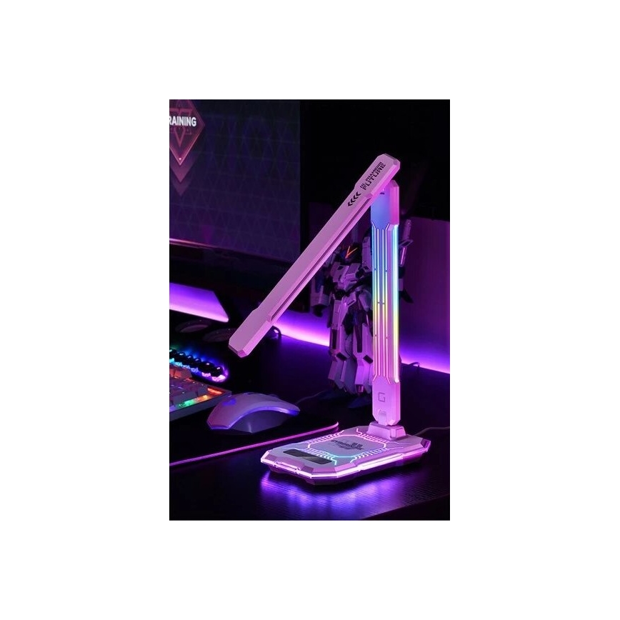 LED RGB Zatemnitvena polnilna namizna svetilka na dotik z brezžičnim polnilnikom LED/7,5W/5V 2700-5300K bela