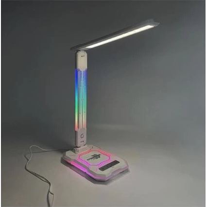 LED RGB Zatemnitvena polnilna namizna svetilka na dotik z brezžičnim polnilnikom LED/7,5W/5V 2700-5300K bela