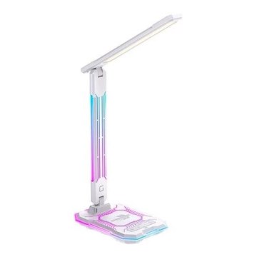 LED RGB Zatemnitvena polnilna namizna svetilka na dotik z brezžičnim polnilnikom LED/7,5W/5V 2700-5300K bela