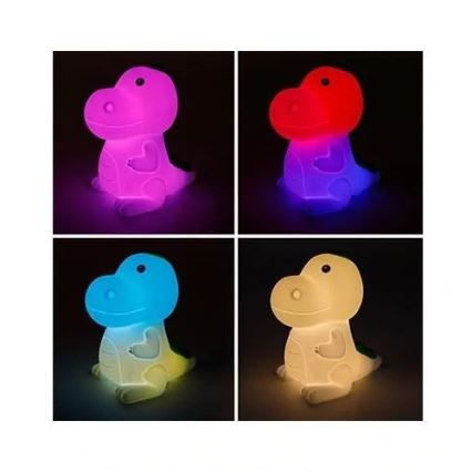 LED RGBW Zatemnitvena polnilna otroška nočna luč LED/2,5W/5V 3000K 1200 mAh dinozaver
