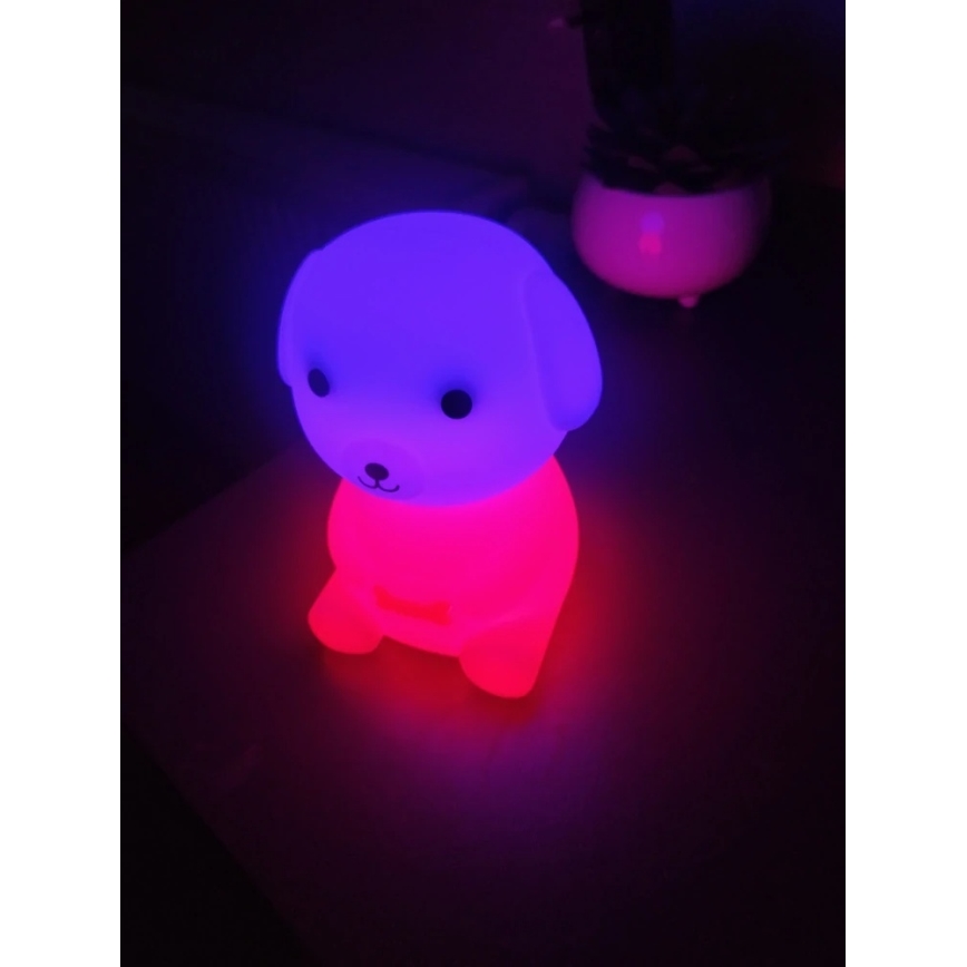 LED RGBW Zatemnitvena polnilna otroška nočna luč LED/2,5W/5V 3000K 1200 mAh pes