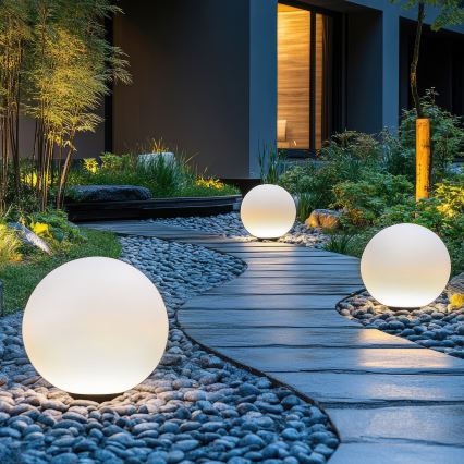 LED RGB Zatemnitvena solarna svetilka GARDEN BALL LED/5W/3,7V 3000K IP54 2200 mAh pr. 40 cm + Daljinski upravljalnik