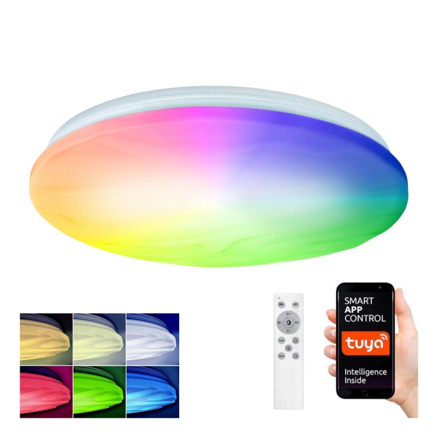 LED RGB Zatemnitvena stropna svetilka WAVE LED/30W/230V Wi-Fi Tuya + Daljinski upravljalnik