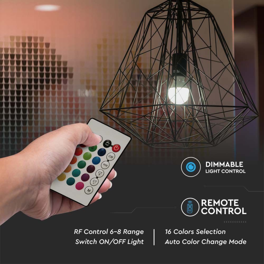 LED RGB Zatemnitvena žarnica A60 E27/8,5W/230V 4000K + Daljinski upravljalnik