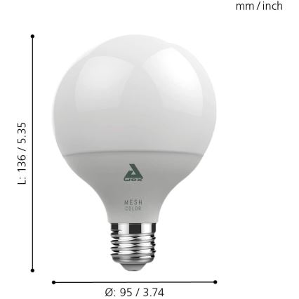 LED RGB Zatemnitvena žarnica CONNECT E27/13W 2700-6500K - Eglo