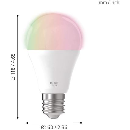 LED RGB Zatemnitvena žarnica CONNECT E27/9W 2700-6500K - Eglo