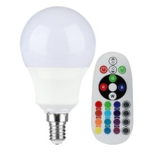 LED RGB Zatemnitvena žarnica E14/3,5W/230V 6400K + Daljinski upravljalnik