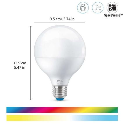 LED RGB Zatemnitvena žarnica G95 E27/11W/230V 2200-6500K Wi-Fi - WiZ