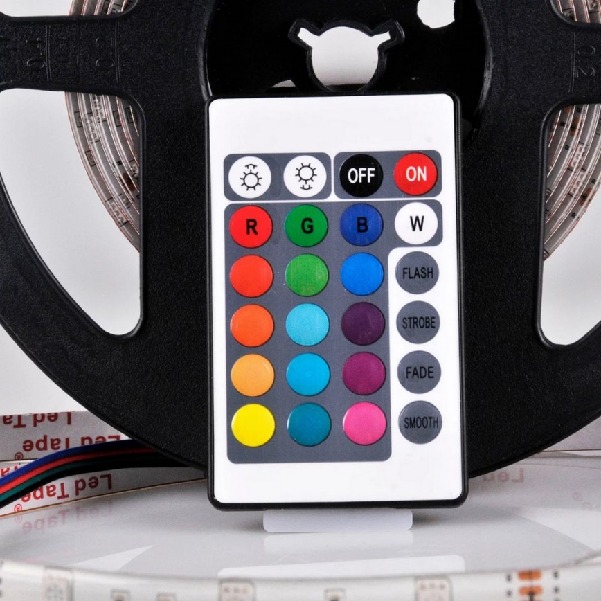 LED RGB Zatemnitveni trak 5m LED/18W/12V IP20 + Daljinski upravljalnik