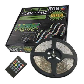 LED RGB Zatemnitveni trak FLEX-BAND DISCO 5m LED/24W/230V IP65 + Daljinski upravljalnik