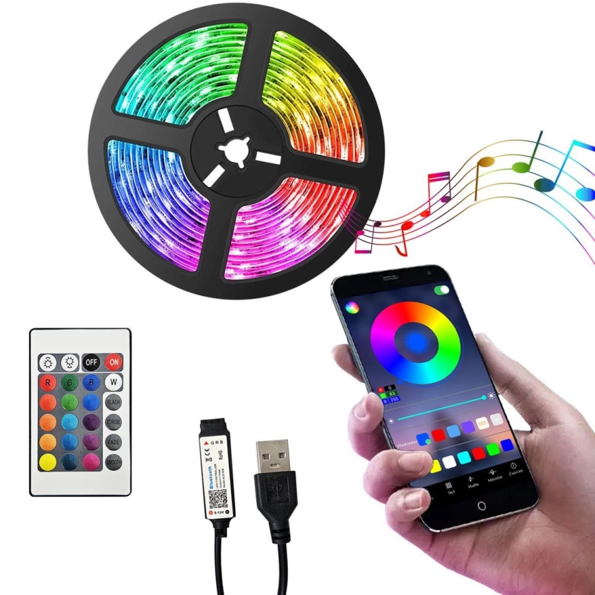 LED RGB Zatemnitveni trak LED/6W/5V USB 2 m + Daljinski upravljalnik